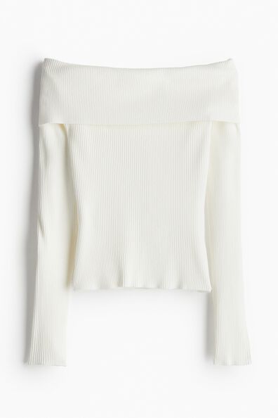 Rib-knit off-the-shoulder top