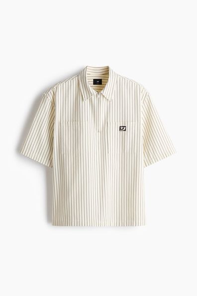 Relaxed Fit Zip-top twill shirt