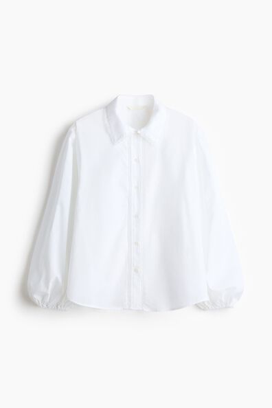 Lace-trimmed cotton shirt