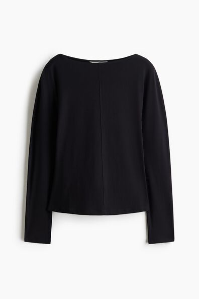 Long-sleeved boat-neck top