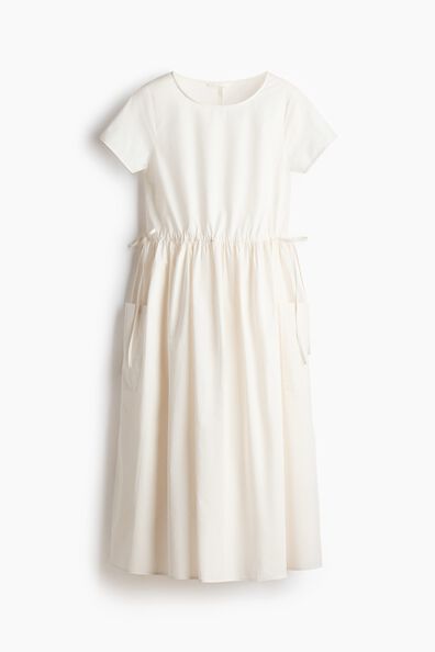 Drawstring-waist cotton dress