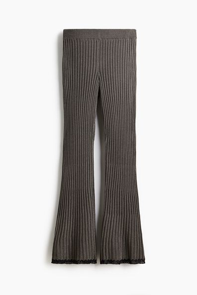 Metallic rib-knit trousers