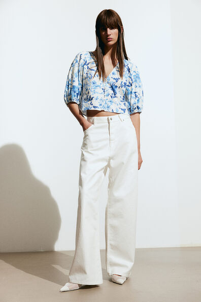 Linen-blend blouse