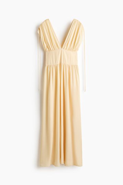 Draped drawstring-detail dress