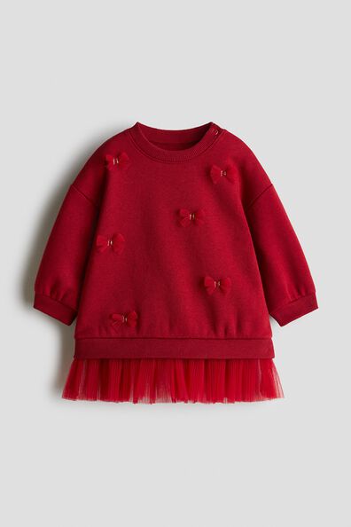 Tulle-skirt sweatshirt dress