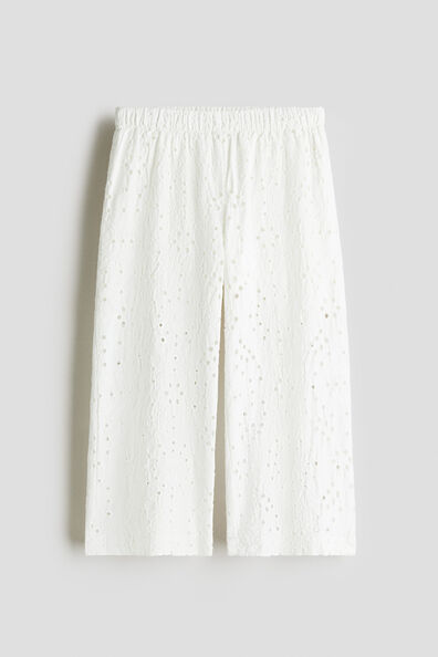 Wide broderie anglaise trousers