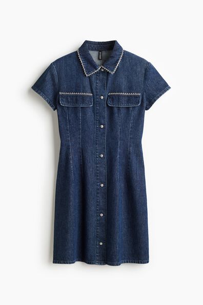 Embellished denim dress