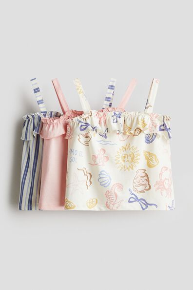 3-pack flounce-trimmed strappy tops