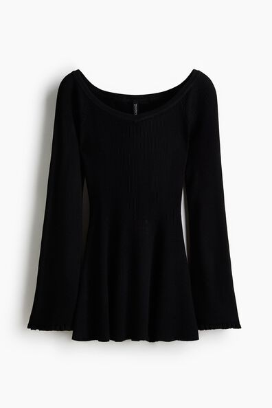 Rib-knit off-the-shoulder top