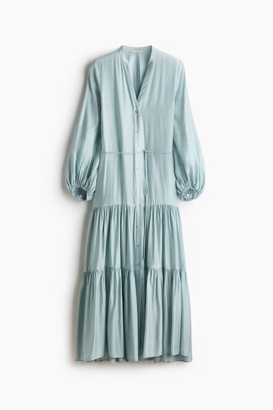 Tiered-skirt shirt dress