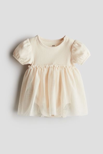 Tulle-skirt bodysuit dress