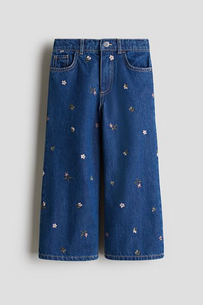 Motif-detail Wide Leg Jeans