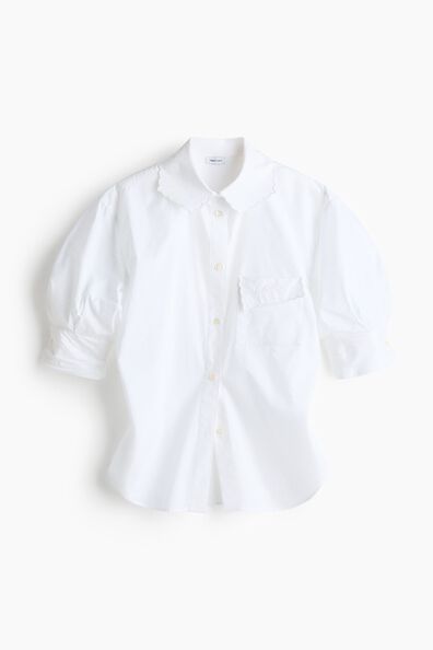 Ruched-sleeve poplin shirt