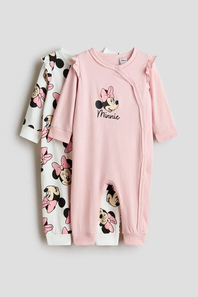 2-pack printed cotton sleepsuits