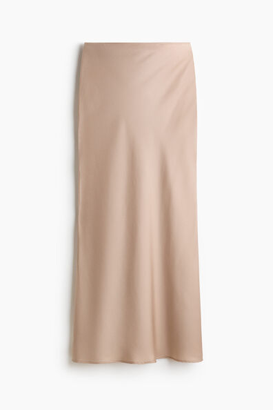 Crinkled satin maxi skirt