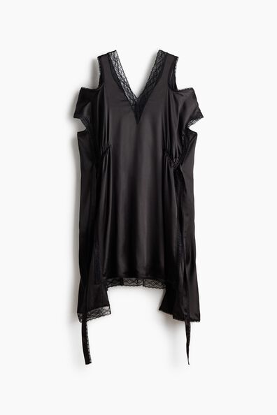 Lace-trimmed satin dress