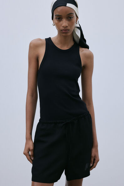 Linen-blend pull-on shorts