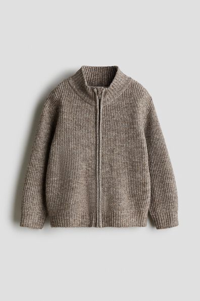 Rib-knit zip cardigan