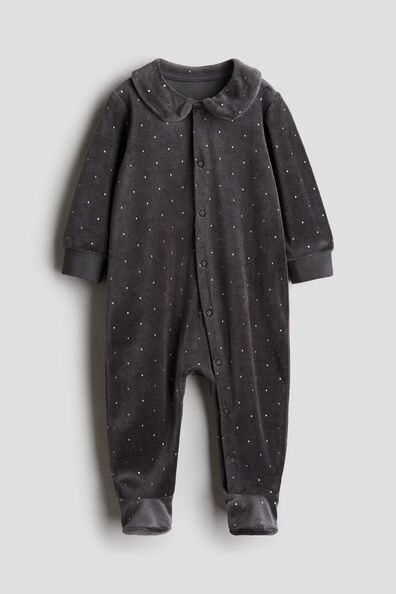 Velour sleepsuit with full feet