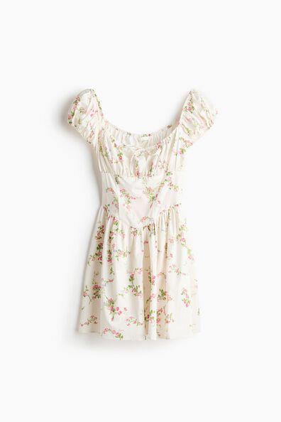 Flared-skirt poplin dress
