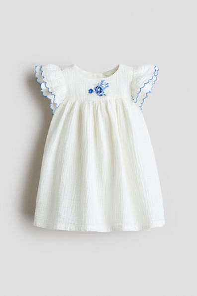 Embroidery-detail cotton dress