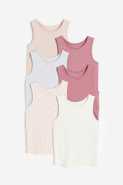 6-pack picot-trimmed vest tops