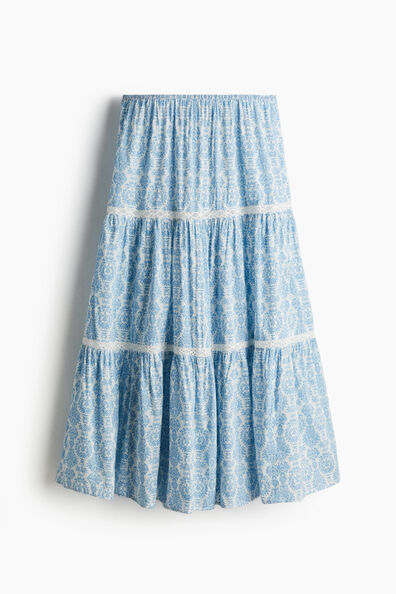 Lace-inset maxi skirt