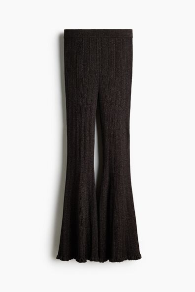 Shimmering rib-knit trousers
