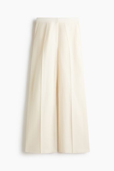 Wide linen-blend trousers