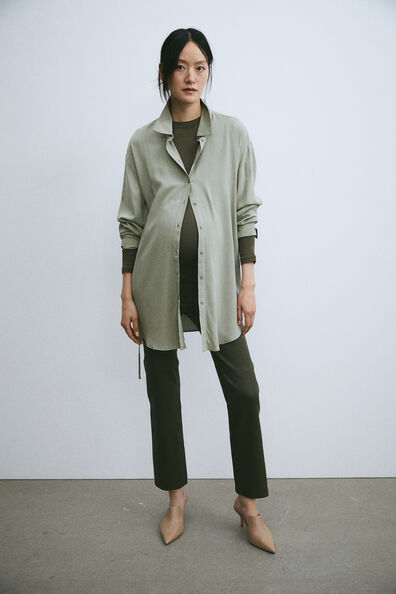 MAMA Before & After tie-belt shirt