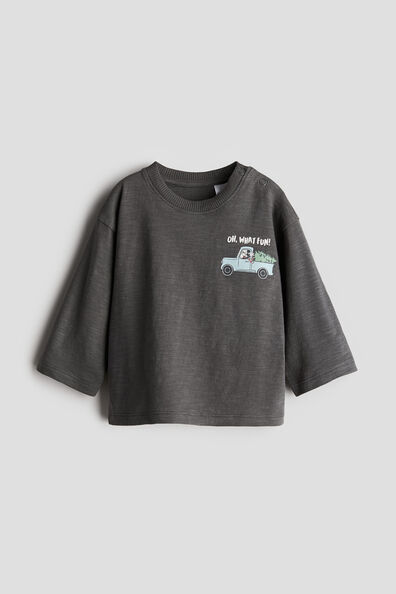 Long-sleeved print-motif top