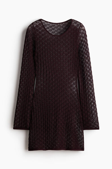 Shimmering pointelle-knit top