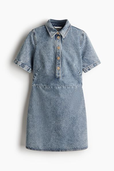 Collared denim dress