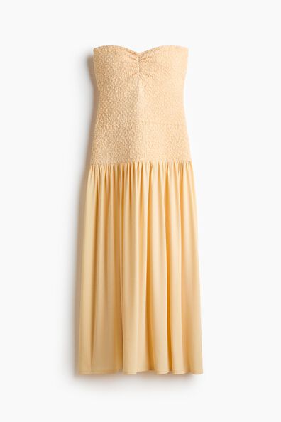 Smocked-bodice bandeau dress