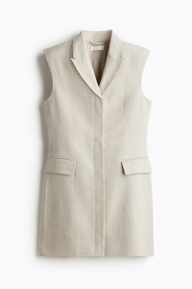Linen-blend blazer dress