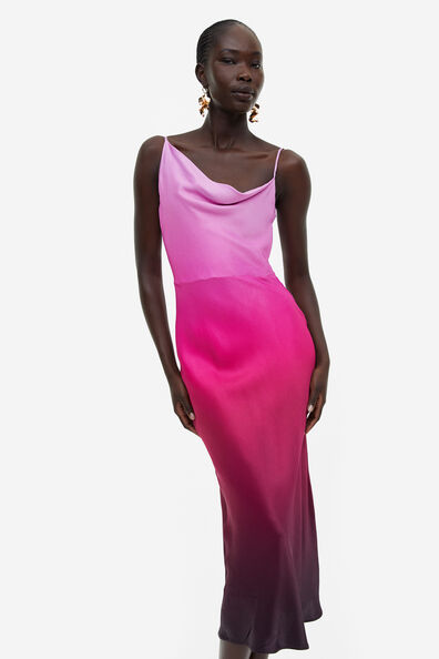 Waterfall neckline slip dress