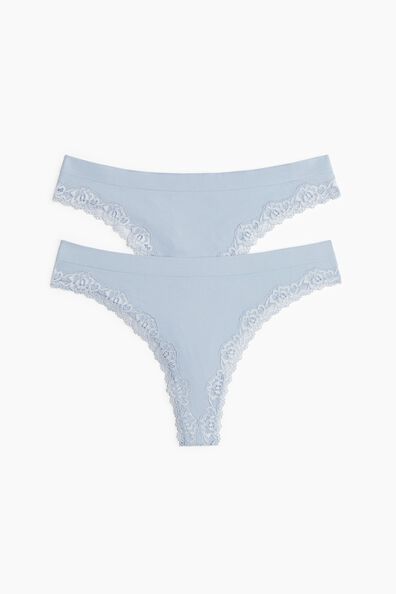 2-pack Seamless Lace-trimmed thong briefs