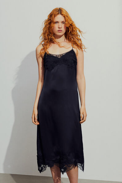 Lace-trimmed slip dress