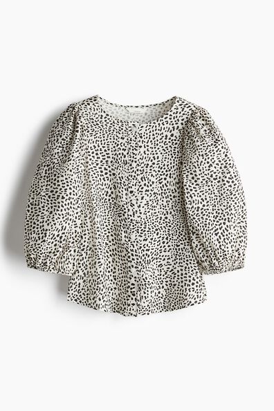 Linen-blend blouse