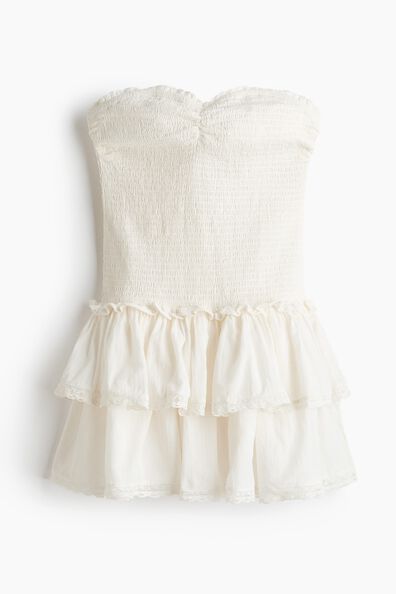 Smocked-bodice bandeau dress