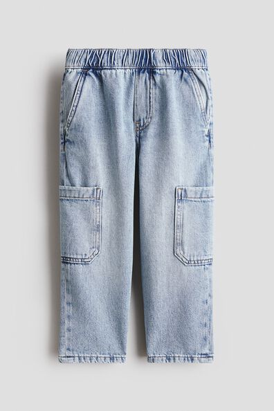 Denim cargo joggers