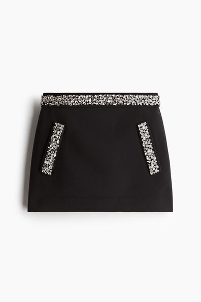 Rhinestone-embellished mini skirt