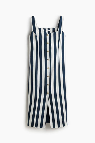 Linen-blend midi dress