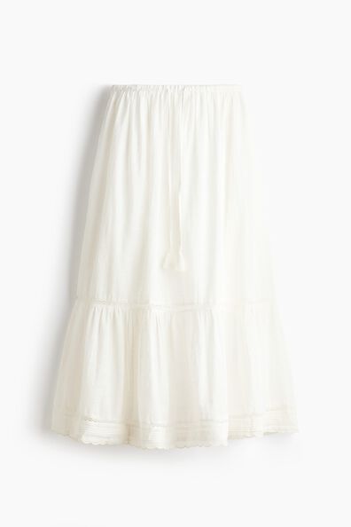 Lace-inset cotton skirt