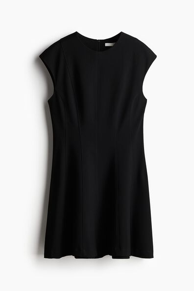 Flared-skirt twill dress