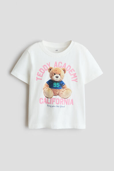 Print-motif cotton T-shirt