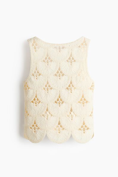 Scoop-back crochet-look top
