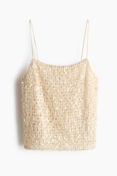 Sequined net top