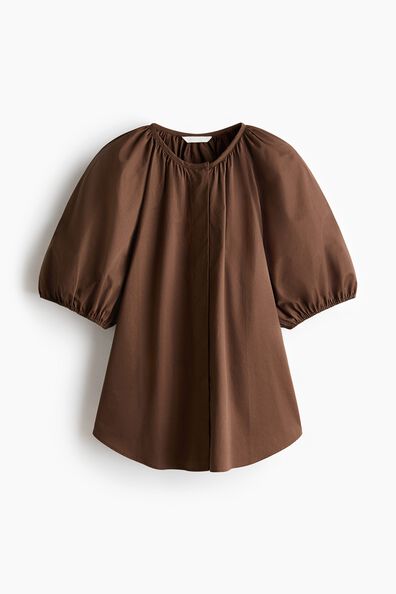 Puff-sleeved cotton blouse