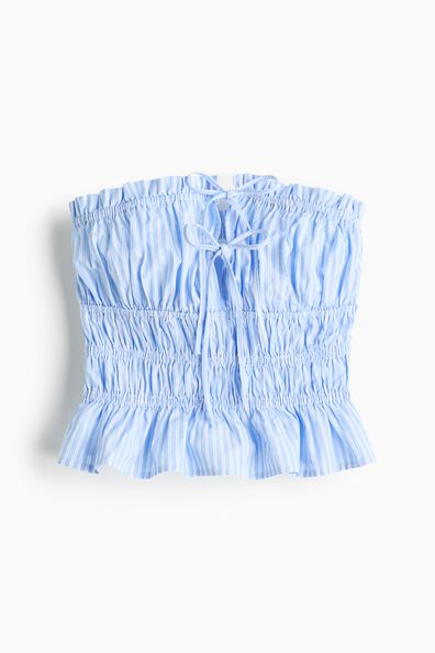 Drawstring-detail cotton bandeau top